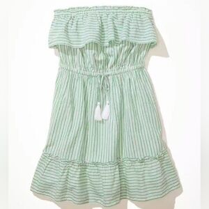NWT American Eagle Strapless Ruffle Striped Tube Dress With Straps Size XL